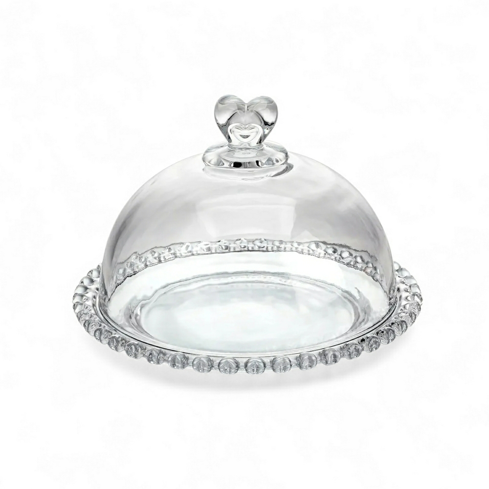 New! Clear Glass Dome with Heart Accent Knob & Trim/Edge